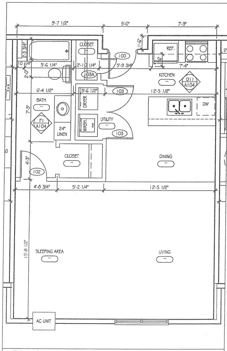 Floor plan for studio, 1 bath, 744 sqft